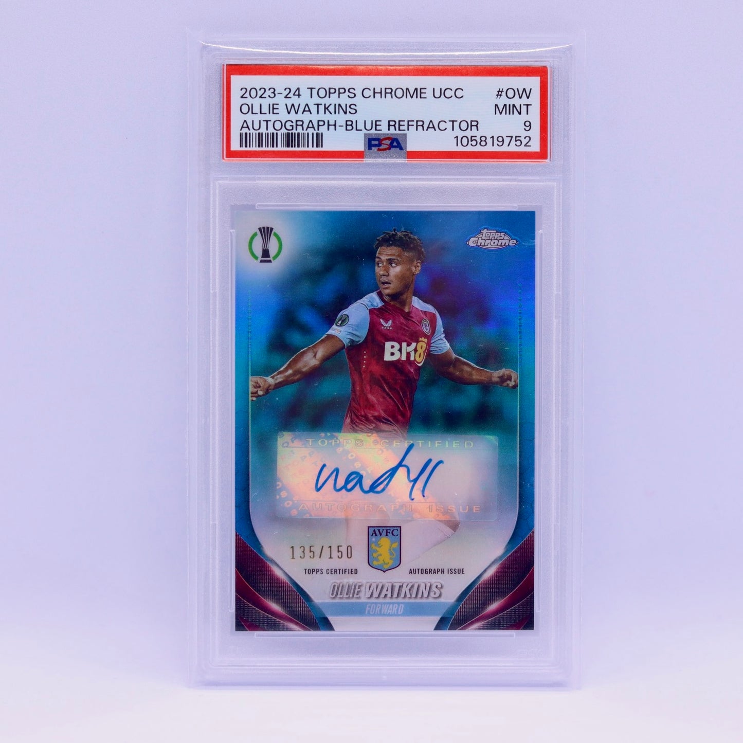 Ollie Watkins (135/150) Topps Chrome Blue Refractor Auto
