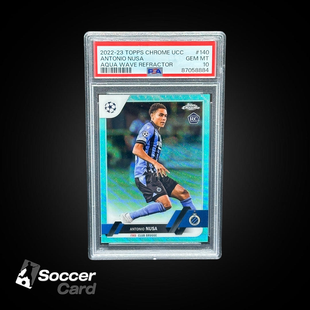 Antonio Nusa (128/199) Topps Chrome UCC Aqua Wave Refractor Rookie - PSA 10