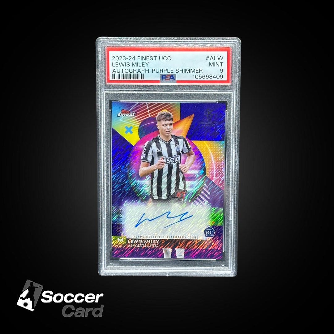 Lewis Miley (129/199) Topps Finest 2023/2024 Purple Shimmer Rookie Auto - PSA 9