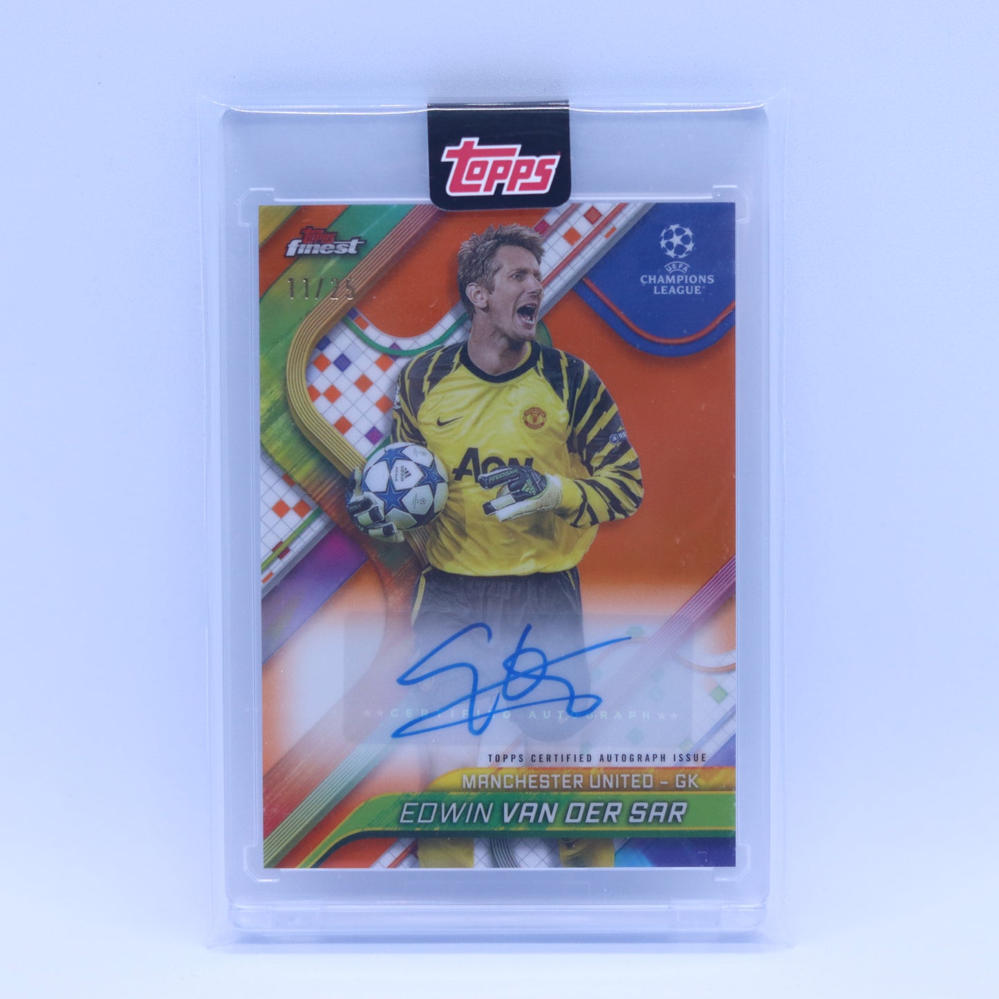Edwin Van Der Sar (11/25) Topps Finest UEFA Champions League 2025 Orange Refractor Auto