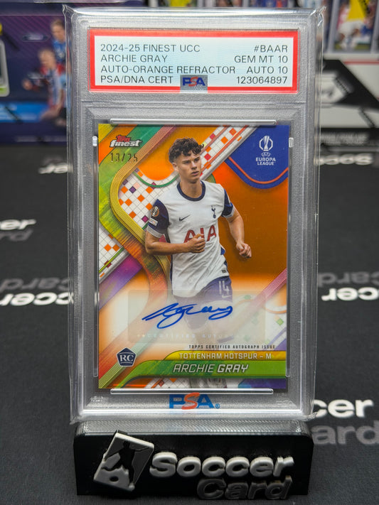 Archie Gray /25 ROOKIE Auto Topps Finest 2025 PSA 10 Auto 10