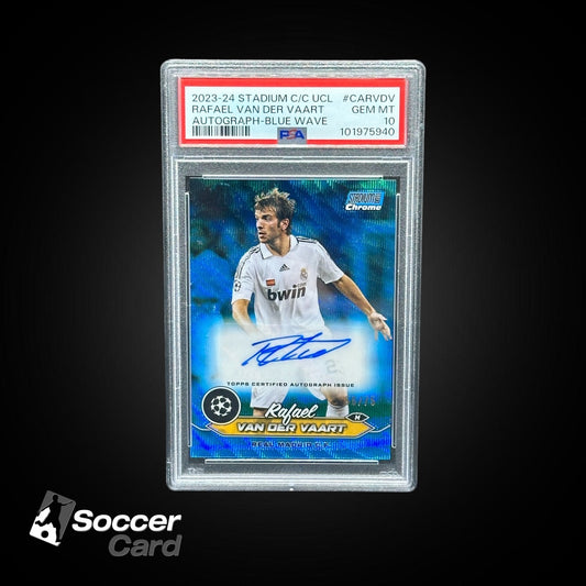 Rafael Van Der Vaart (56/75) Topps Stadium UCL Blue Wave Auto - PSA 10