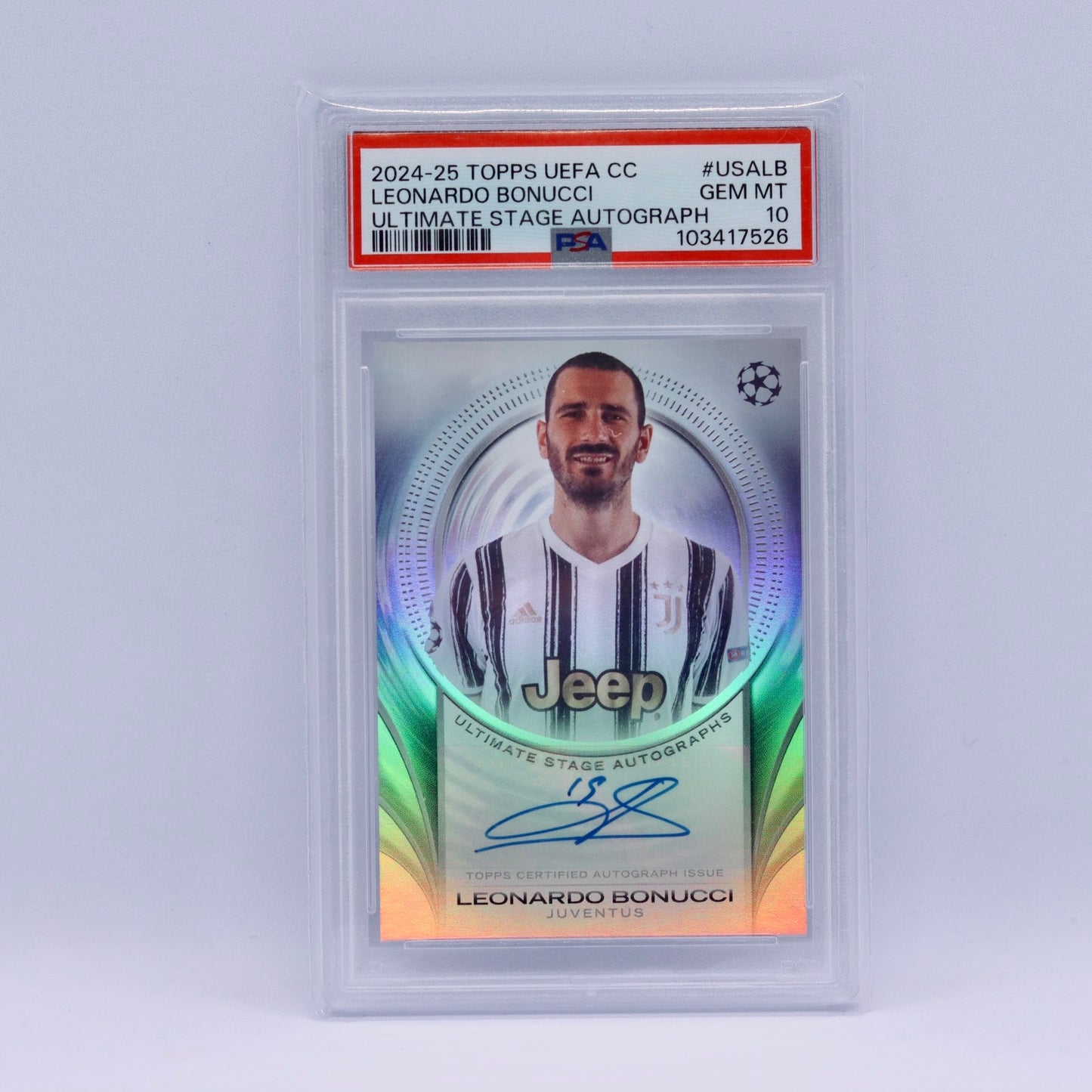 Leonardo Bonucci Topps UEFA Ultimate Stage Auto - PSA 10