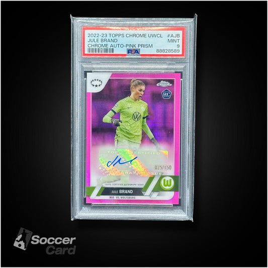 Jule Brand (25/150) Topps Chrome UWCL Pink Prism Auto - PSA 9