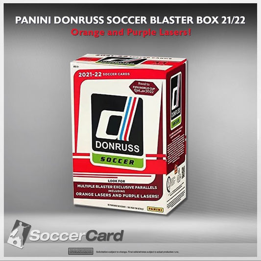 صندوق Panini Donruss Soccer Blaster Box 2021/2022 (ليزر برتقالي وأرجواني!) 