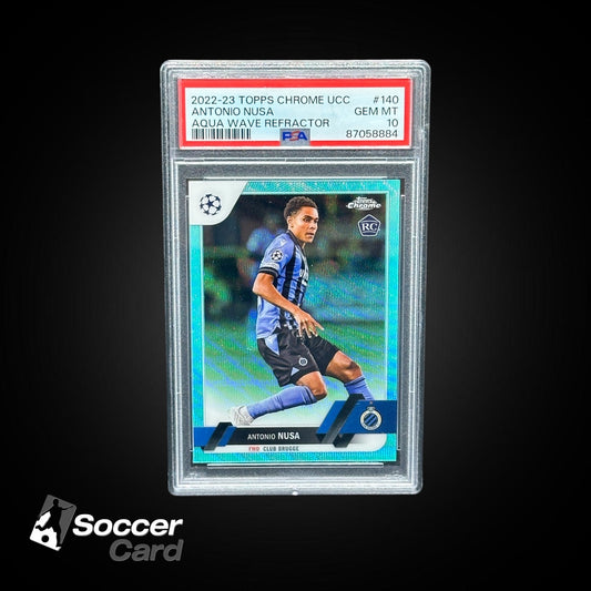 Antonio Nusa (128/199) Topps Chrome UCC Aqua Wave Refractor Rookie - PSA 10