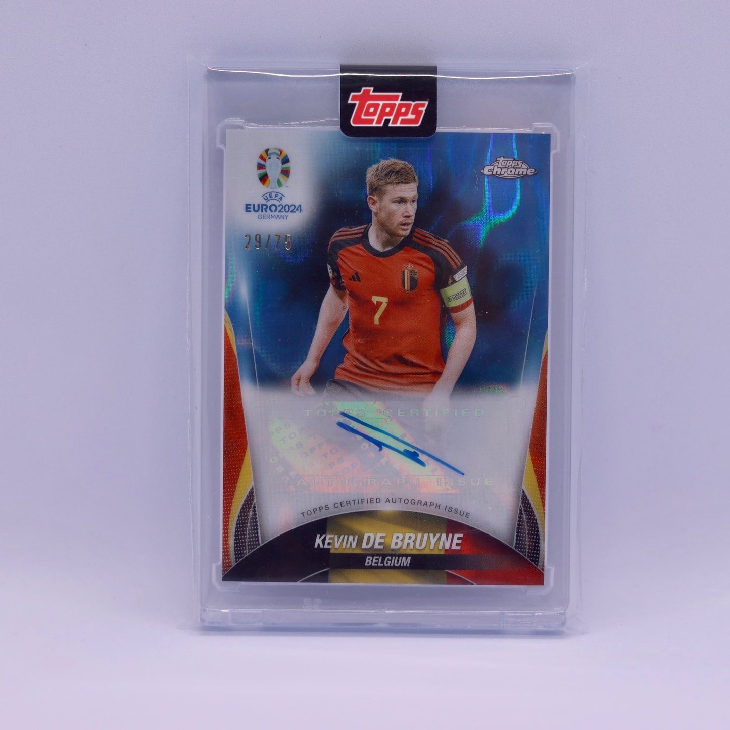 Kevin De Bruyne (29/75) Topps Chrome UEFA Euro 2024 Blue Auto