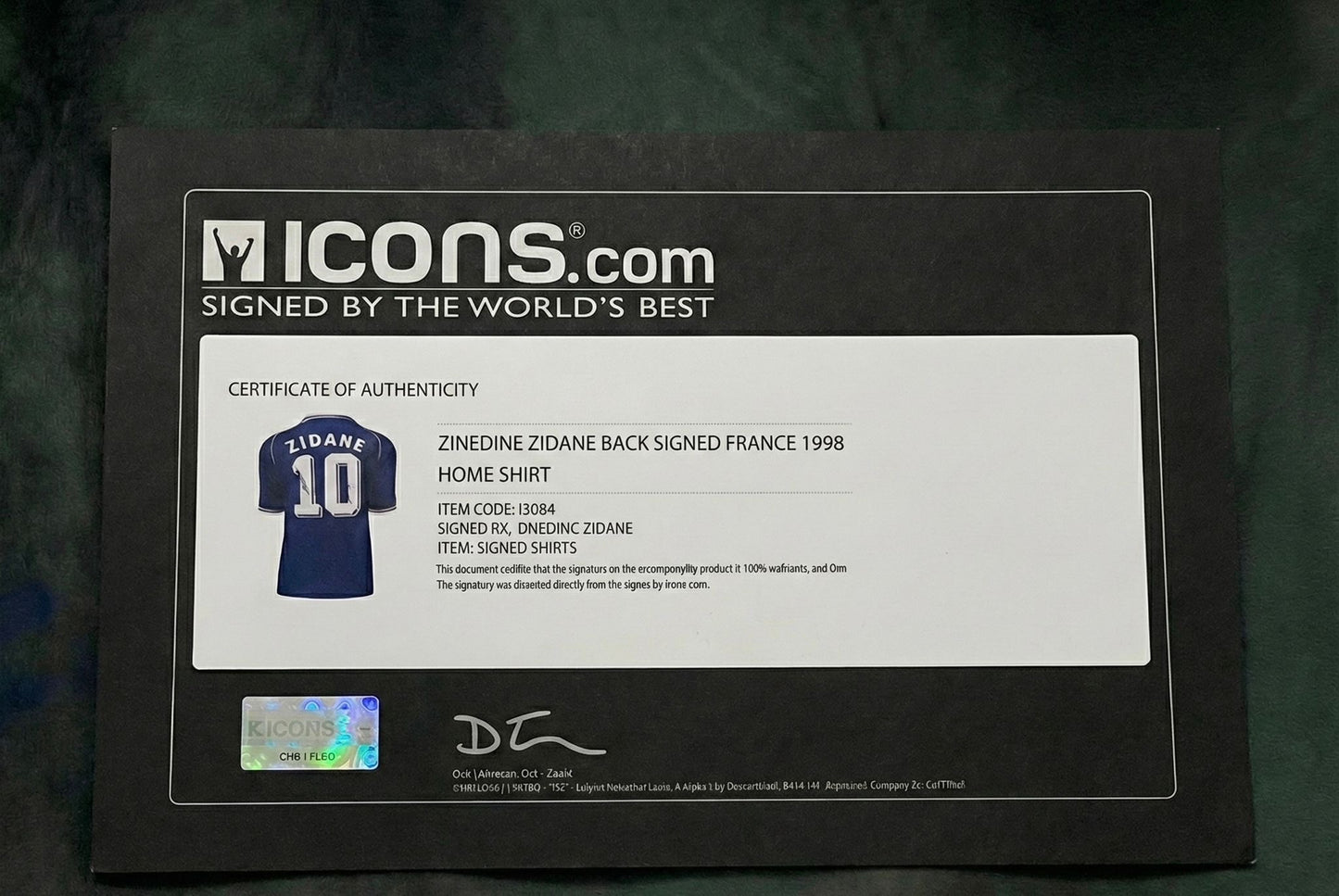 Zinedine Zidane Authenticated Signed Jersey ICONS.com
