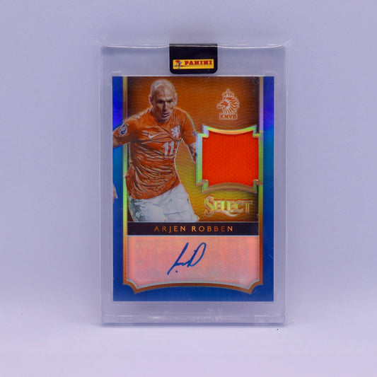 Arjen Robben (12/15) Panini Select Soccer Player Worn Jersey Blue Auto