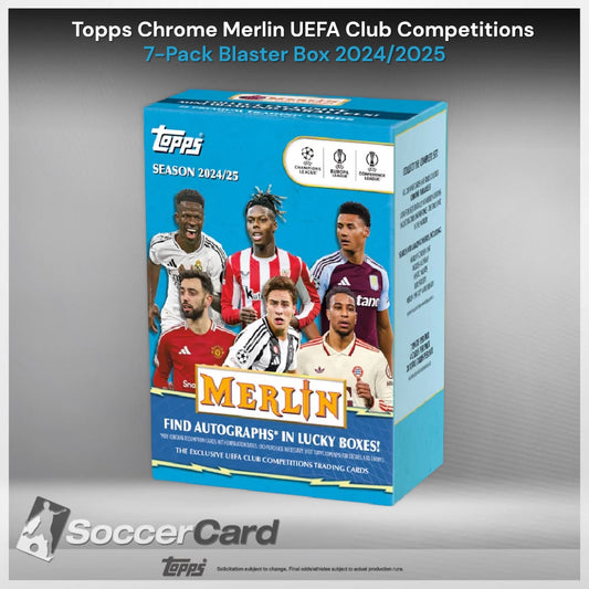 2024/25 Topps Chrome Merlin UEFA Club Competitions Soccer 7-Pack Blaster Box