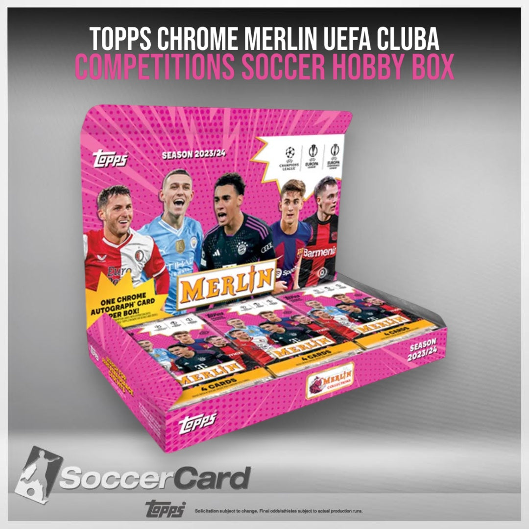 صندوق هواية كرة القدم Topps Chrome Merlin UEFA Club Competitions 2023/2024 