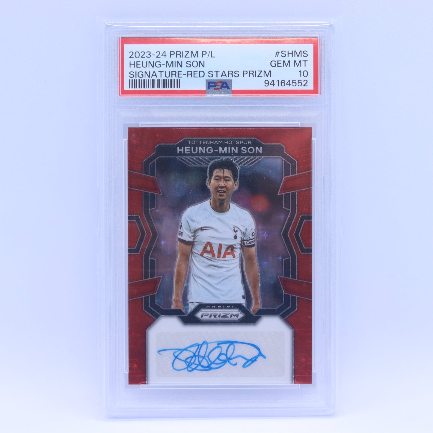 Heung Min Son Panini Prizm EPL Singature Red Stars PSA 10