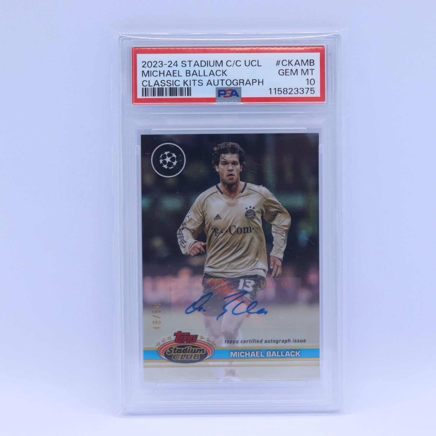 Michael Ballack (48/50) Topps Stadium UCL 2023/2024 Classic Kits Autograph PSA 10 Auto